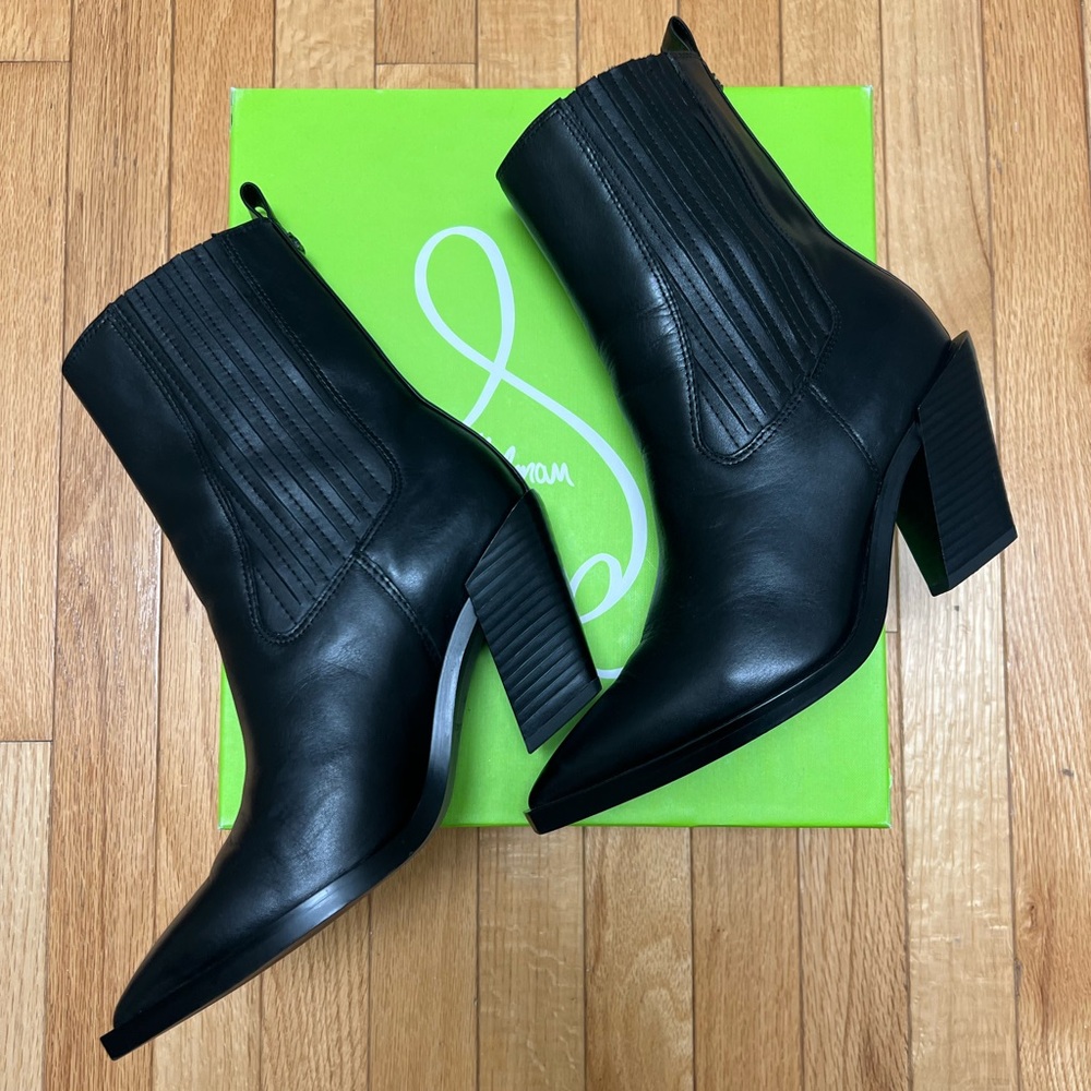 Sam Edelman Mandey Black Western Boots - Size W 6.5 - Good Condition